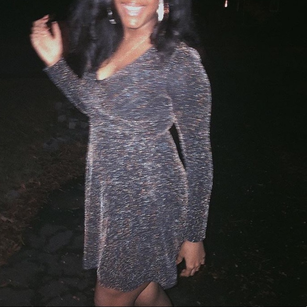 Black and Gold Sparkly Striped Dress